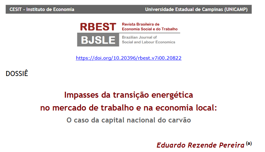 Artigo – Impasses da transição energética no mercado de trabalho e na ...